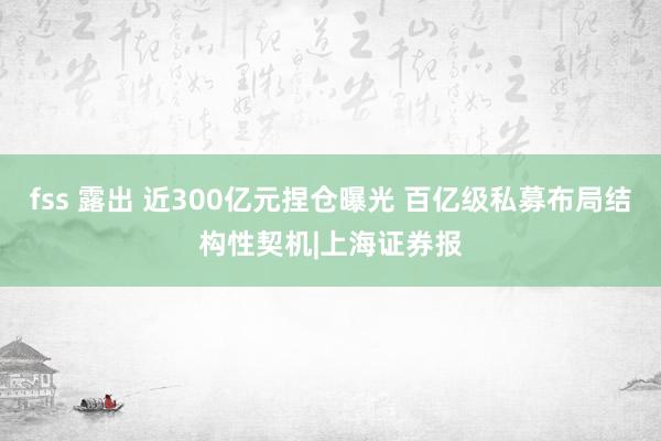 fss 露出 近300亿元捏仓曝光 百亿级私募布局结构性契机|上海证券报