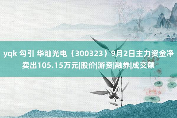 yqk 勾引 华灿光电（300323）9月2日主力资金净卖出105.15万元|股价|游资|融券|成交额