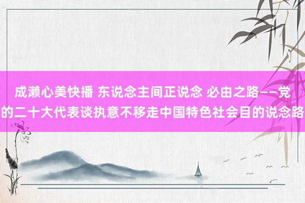 成濑心美快播 东说念主间正说念 必由之路——党的二十大代表谈执意不移走中国特色社会目的说念路