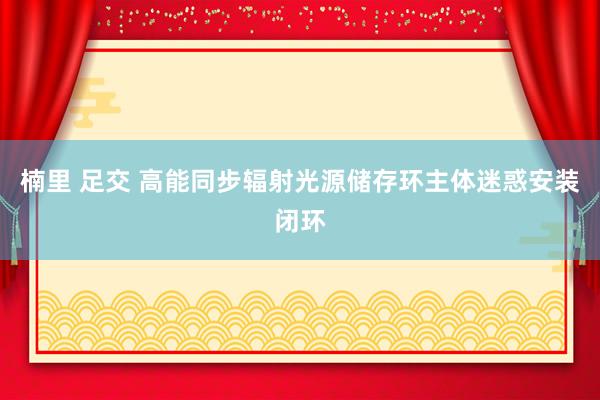 楠里 足交 高能同步辐射光源储存环主体迷惑安装闭环